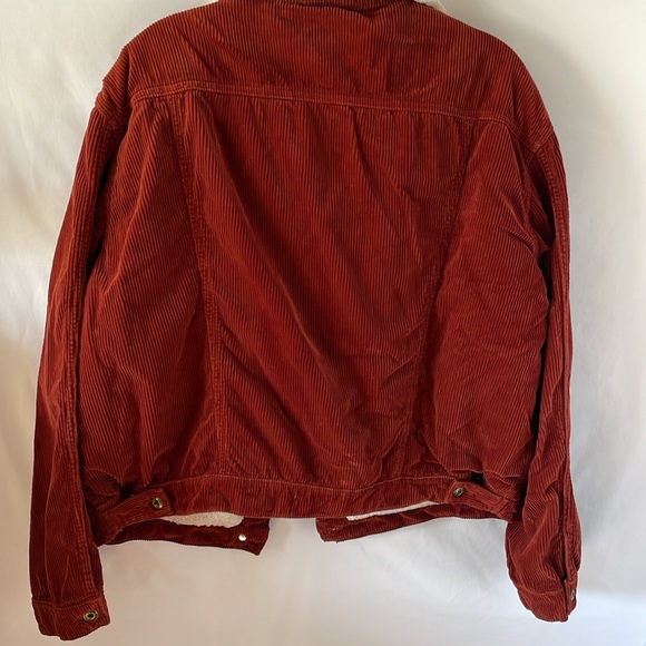Sneak peek jacket rust corduroy Sherpa style lined coat size medium side pocket - Picture 8 of 14